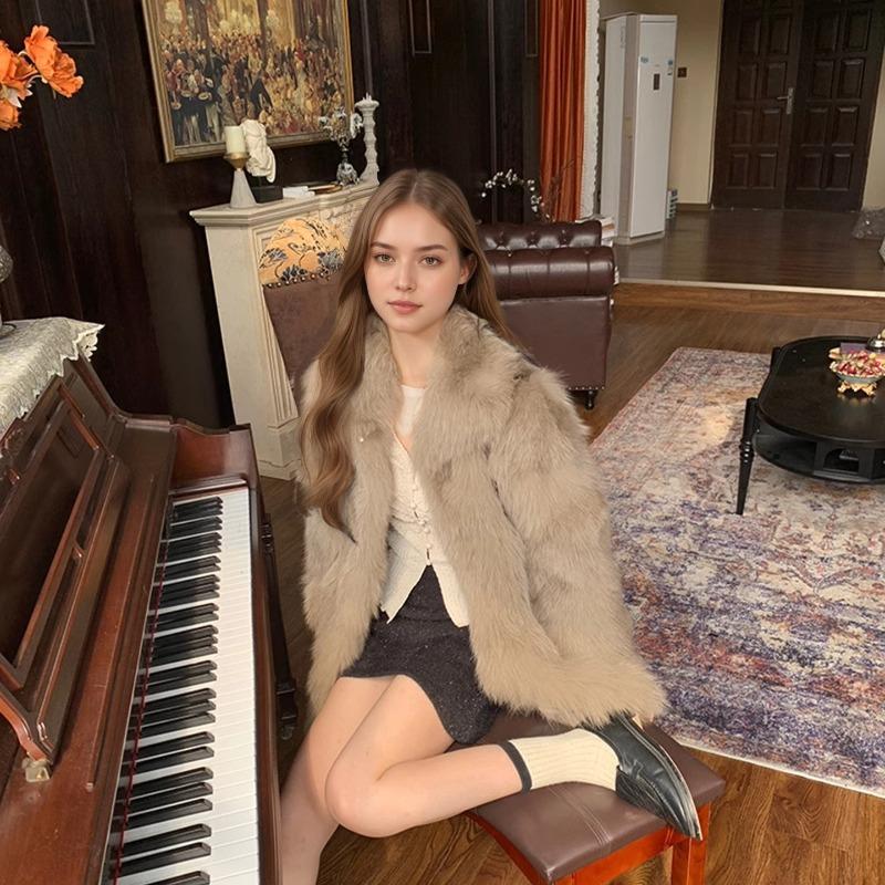 Women's Imitation Fox Fur Coat Women's Autumn and Winter Environmental Protection Fur Mid-length Fur Coat