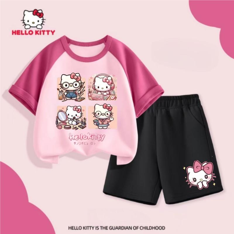 

Summer Baby Girl Clothing Set Children s Girls HELLO KITTY 2-Piece Cute Sportswear 100