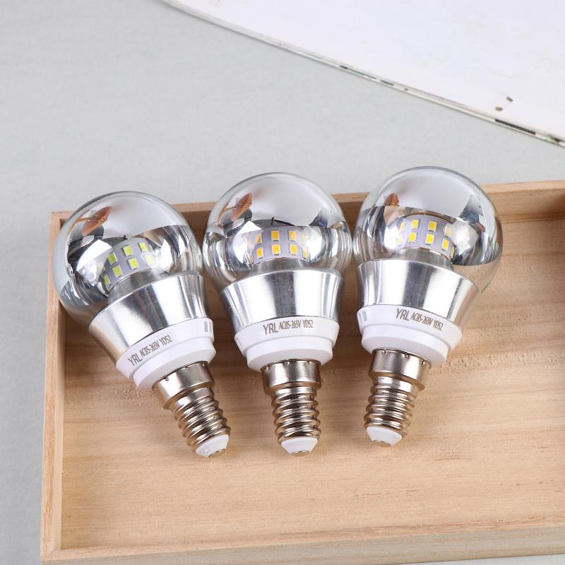 Led Mirror Bulb Half Silver Filament Led 5W E27/E14 Base 360 Degree Angle Warm White Neutral Light Ball Lamp Decoration