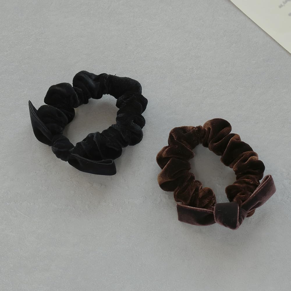 JewelVOX Scrunchie Hair Velvet Ribbon Hair Simple and Cute for Adults Tie, Women's Accessory, (Black)