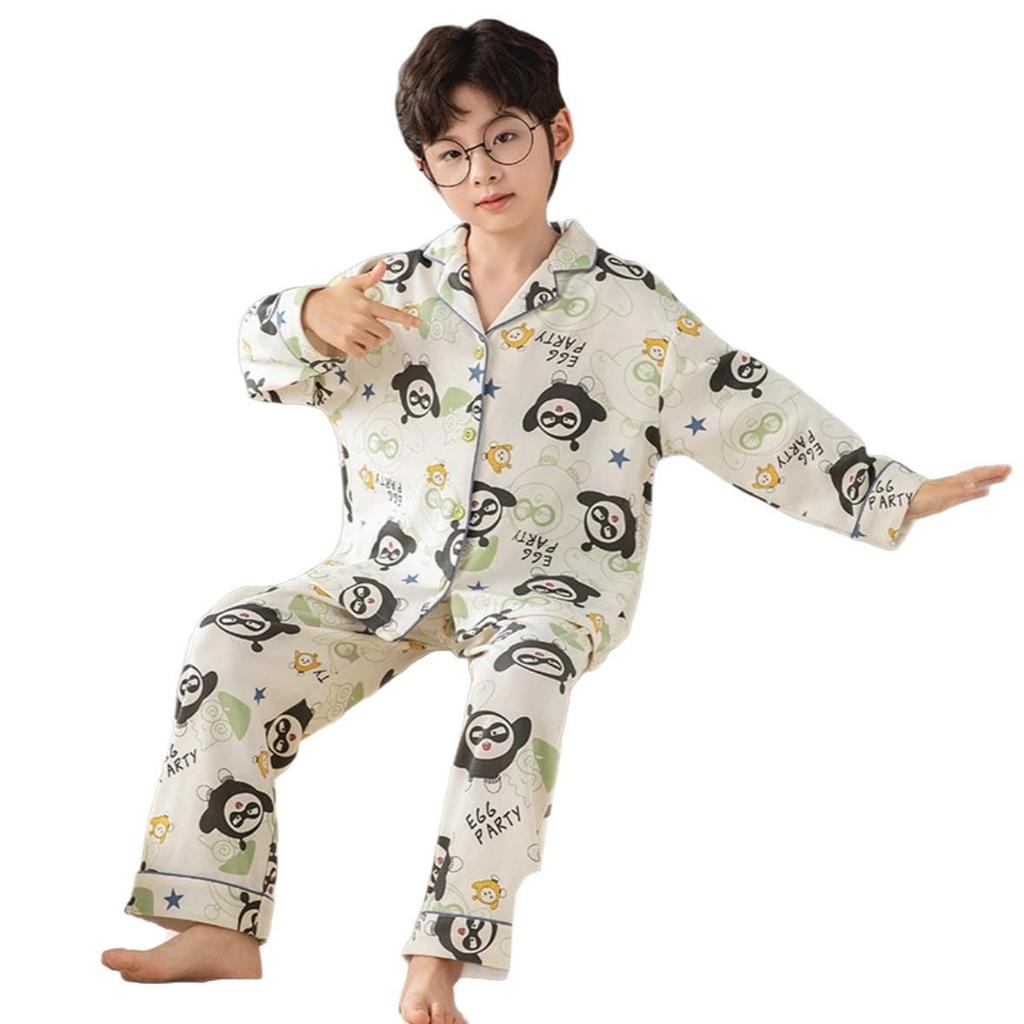 Comfortable Boys' Long Sleeve Pajama Set for Spring, Autumn, and Winter