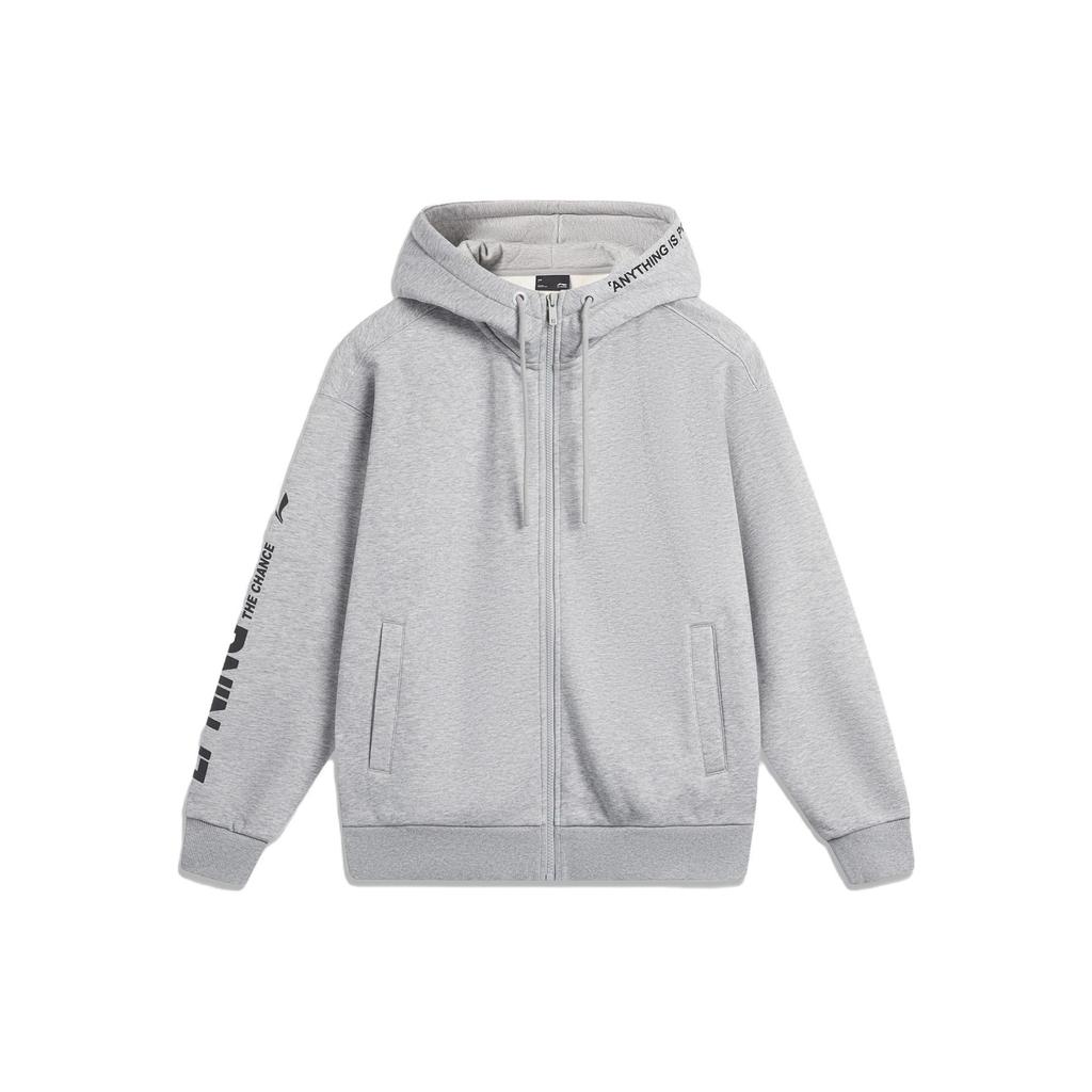 Li Ning Sports Fashion Series Letter Print Hooded Sweatshirt Unisex Sweatshirt Flower-Gray AWDU921-3