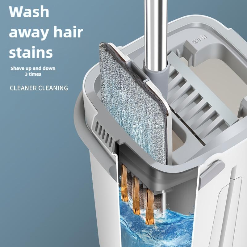 Hands-free Flat Dust Mop With Bucket - Wet And Dry Cleaning, Bedroom, Kitchen, Living Room, Bathroom - Durable Plastic Household Floor Mop Tool