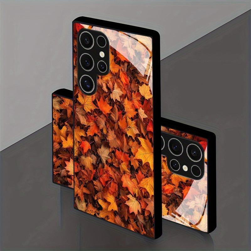 Herbst-Ahornblatt-Muster Gehärtetes Glas Handyhülle Für Samsung Galaxy S23 S24 S25 S26 Ultra Plus FE Stoßfeste Hülle
