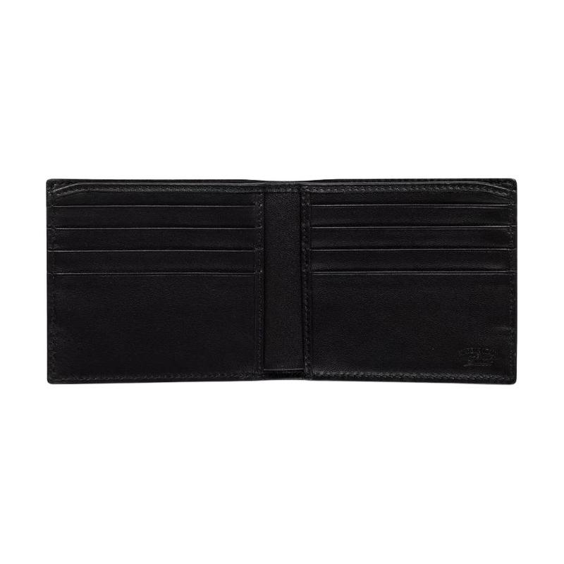 Gucci WebTrademark Stitched Bifold Design Contrast Color Stitching Soft Leather Wallet Men's Black