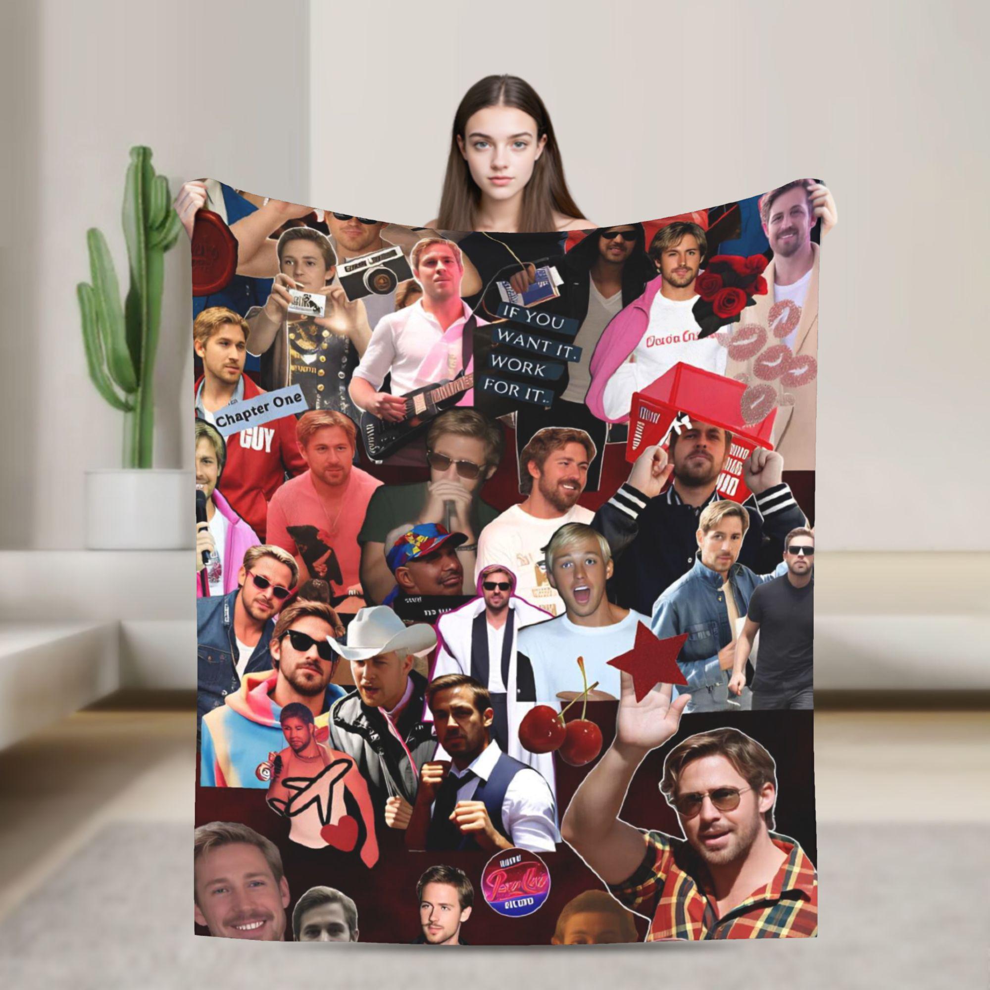 

Soft Throw Blanket Travel Office Ryan Gosling Collage Blankets Flannel Bedspread For Couch Chair Trend Sofa Bed Cover 80x120cm