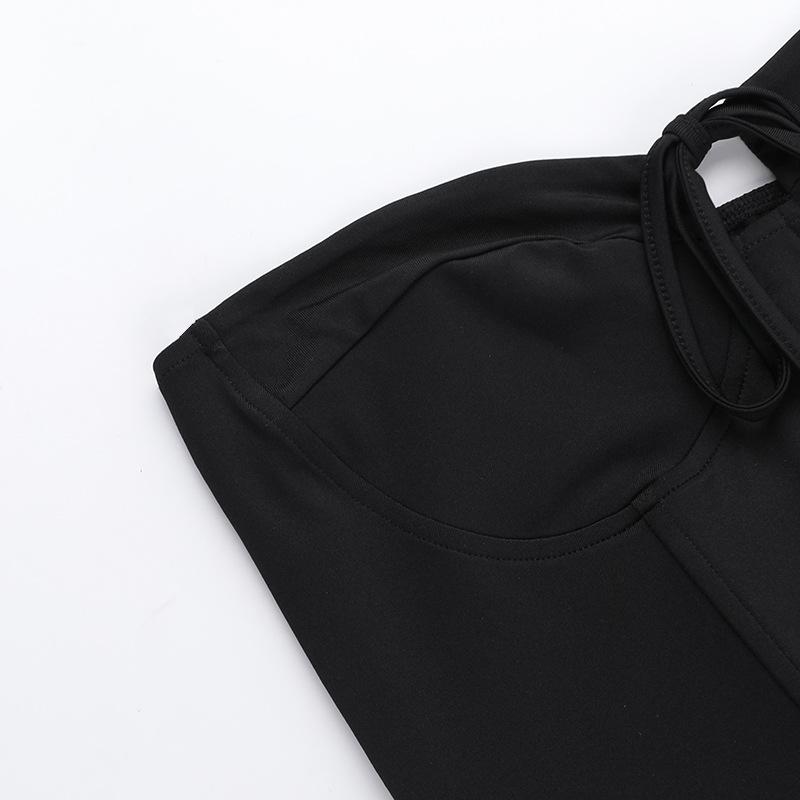 Women's Summer Sleeveless Shoulderless Strap Tube Solid Color A-line Tulle Picture Mini Dress