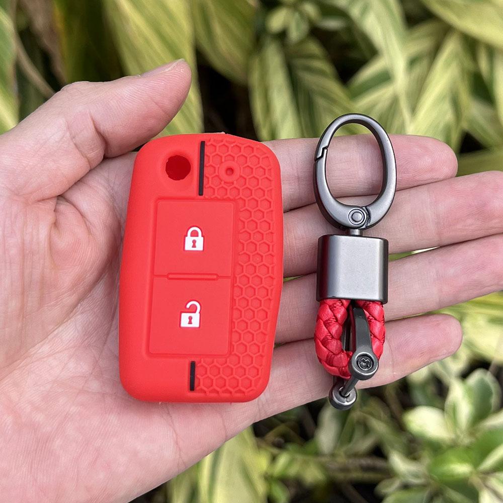 Silicone Car Fob Key Case Protector Keychain for Mitsubishi Lancer 10 Outlander 3 Pajero Sport 2buttons Folding Remote Cover Set