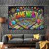Sfondo per Serata Giochi 2D con Giochi da Tavolo Colorati e Dado Sfondo per Festa