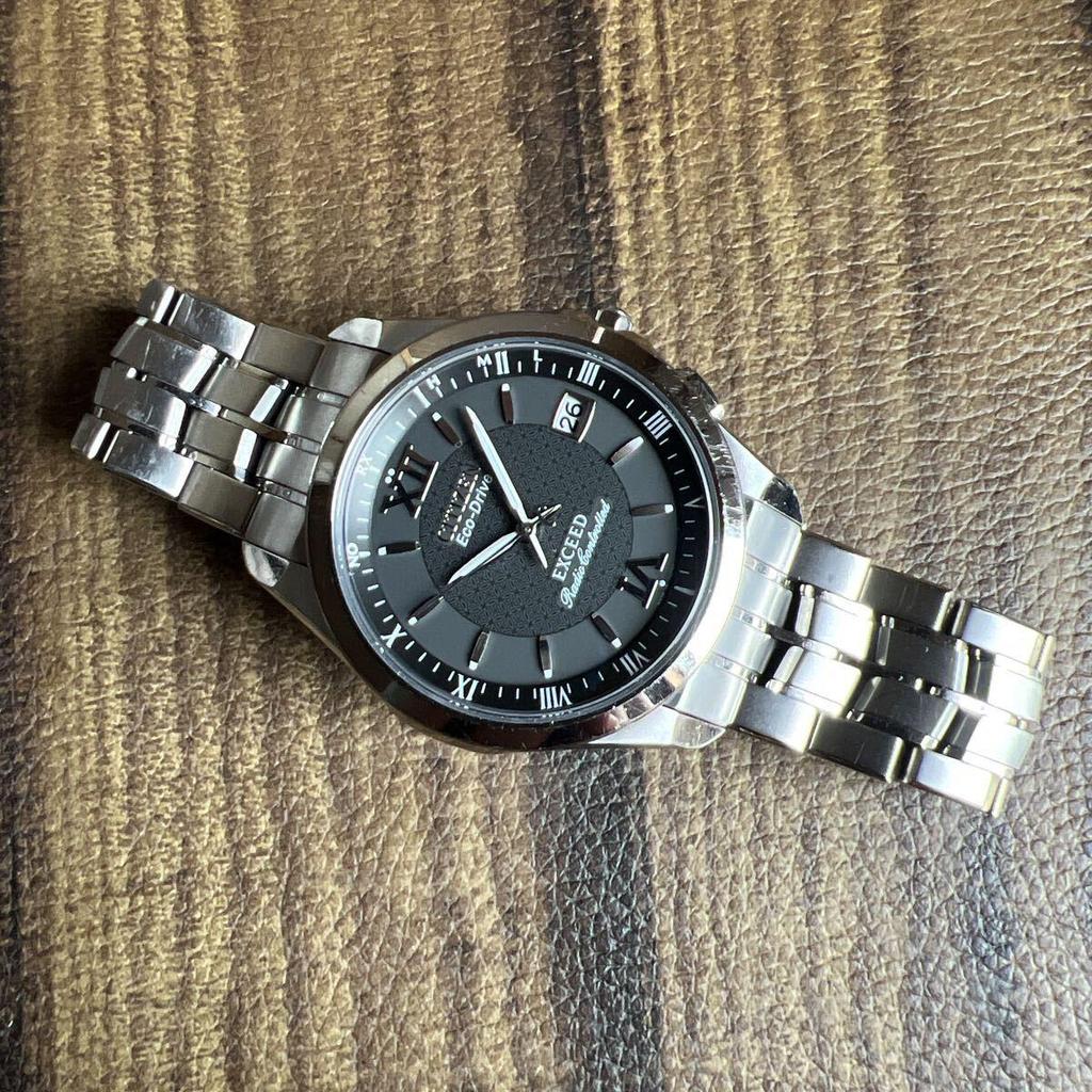 Used CITIZEN Citizen EXCEED Eco Drive Radio Solar Operating Product EBG74-2402 Men's Watch