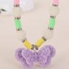 Sweet Princess Bow Necklace Bracelet Suit Candy Purple Bead Chain Children's Zircon Handmade Zircon Accessories