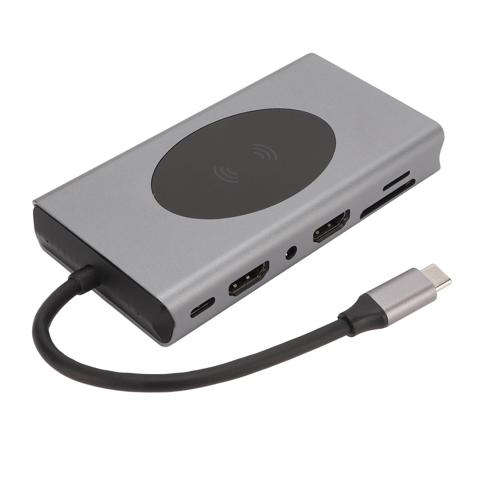 

Док-станция для ноутбука USB C 14 в 1, многопортовый адаптер типа C, 5 USB SD TF RJ45 PD O3.5 серый