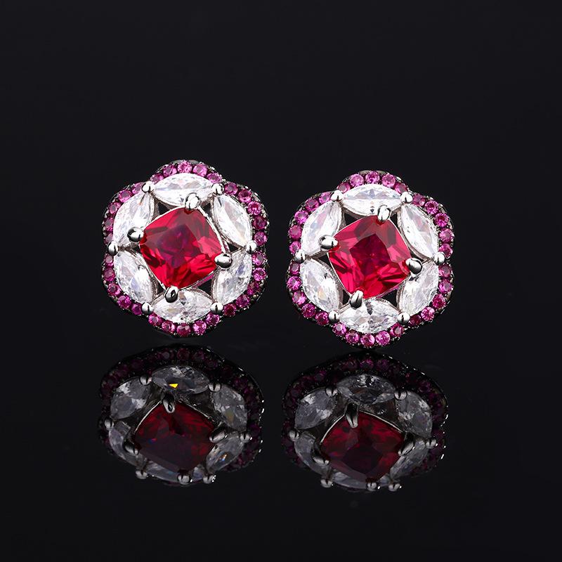 

Комплект ювелирных изделий Роскошный темперамент Голубиная кровь имитация красного корунда серьги кольцо ожерелье для женщин 10X106X6
