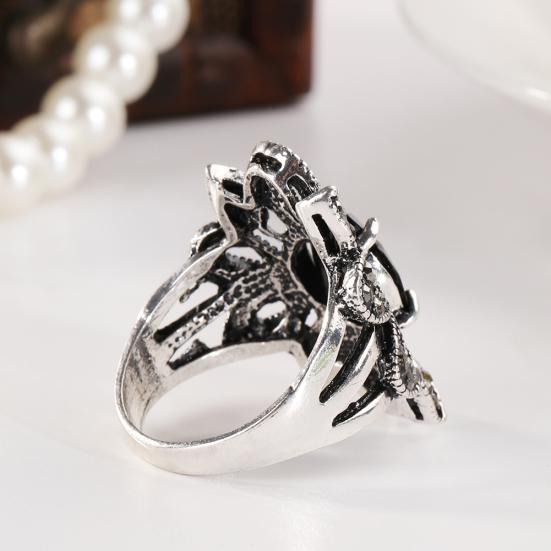 Damen-Ring, Vintage-Stil, hohles Blumenmuster, vergoldet, Legierung, Harz, Fingerschmuck, Geschenk