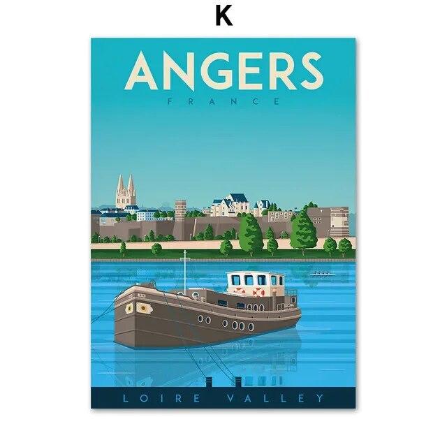 Nordic France Nice Paris Monaco Nantes Poster Colored Travel City Romantic Landscape Canvas Painting Art Wall Home Decor Gift