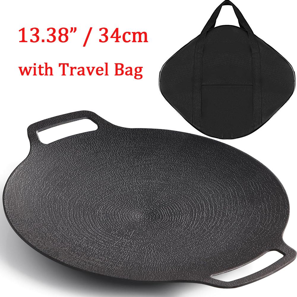 Korean BBQ Grill Pan Non-stick Cast Aluminum Griddle Fry Pan for Indoor Outdoor Camping,Stove Top and Gas Induction Universal