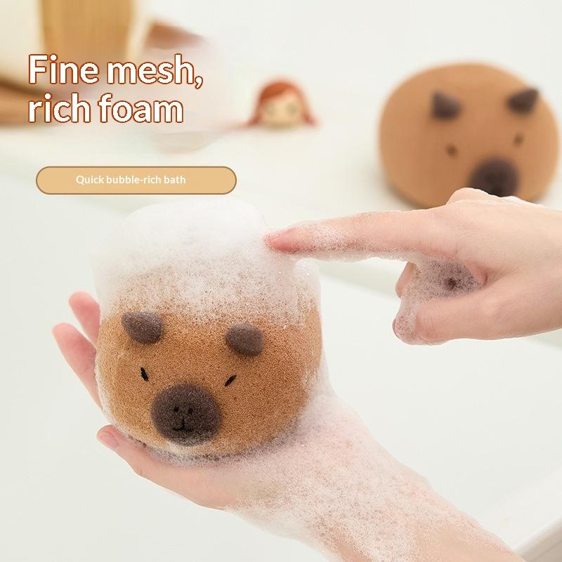 Capybara Shaped Bath Sponge Ball Soft Foaming Back Scrubber For Kids Gentle Exfoliating And Massage Cleaning Tool