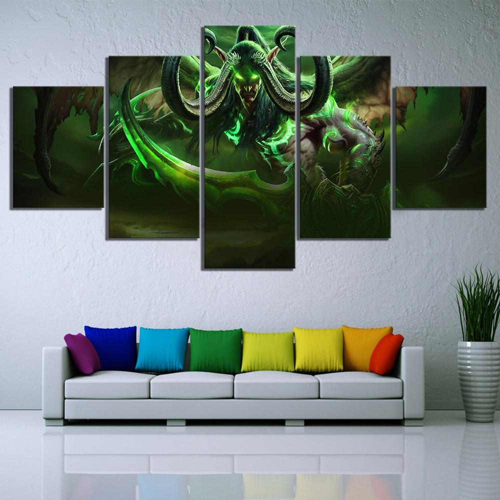 

No Framed Canvas 5Pcs Sticker World of Warcraft Video Game Wall Art Posters Prints Pictures Paintings Home Decor Decorations 20x35 20x45 20x55cm