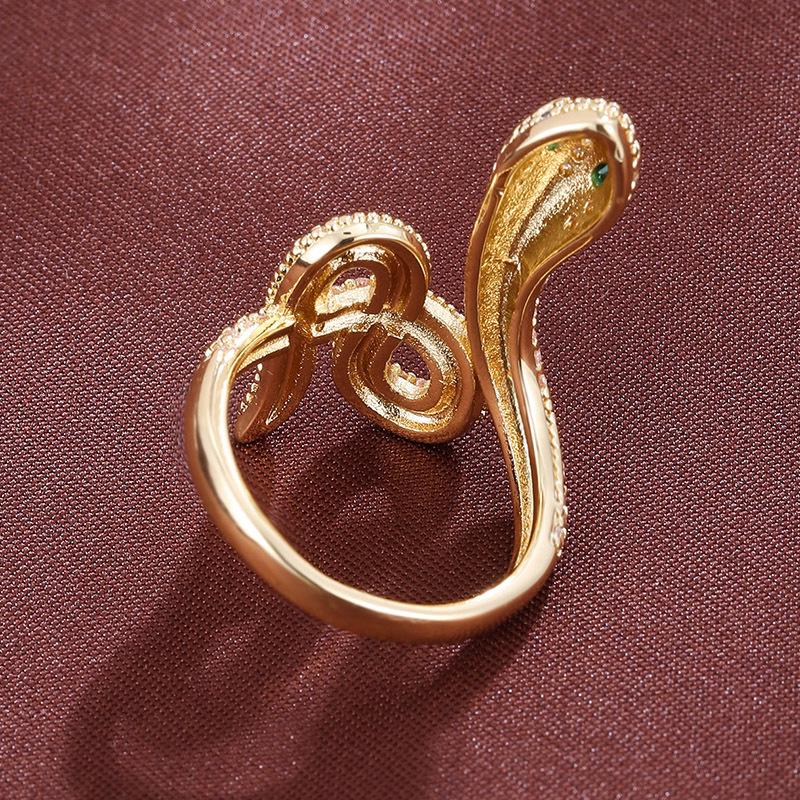 Exquisiter Zirkon-Schlangenring mit grünen Augen: Vielseitiger Indexfinger Schmuck für Damen aus reinem Kupfer