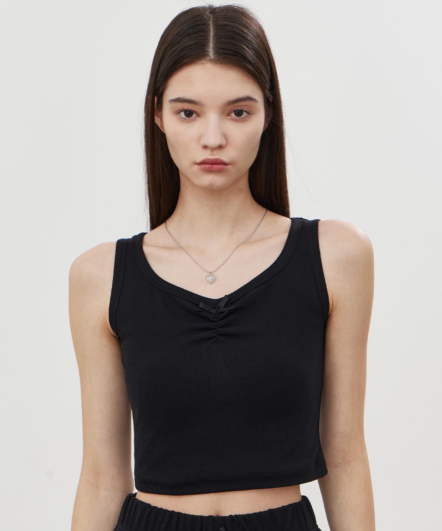 Itove Seoul 2Pcs Ribbon Shirring Sleeveless Bk Free