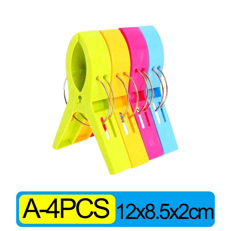 20/4Pcs Plastic Beach Towel Clips Windproof Clothes Pins Chair Clips Towel Holder Large Home Storage Clothes Hanging Clamps