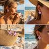 Fashion Painted Flower Starfish Stud Earrings for Women Creative Unique Summer Enamel Marine Starfish Earrings Beach Jewelry