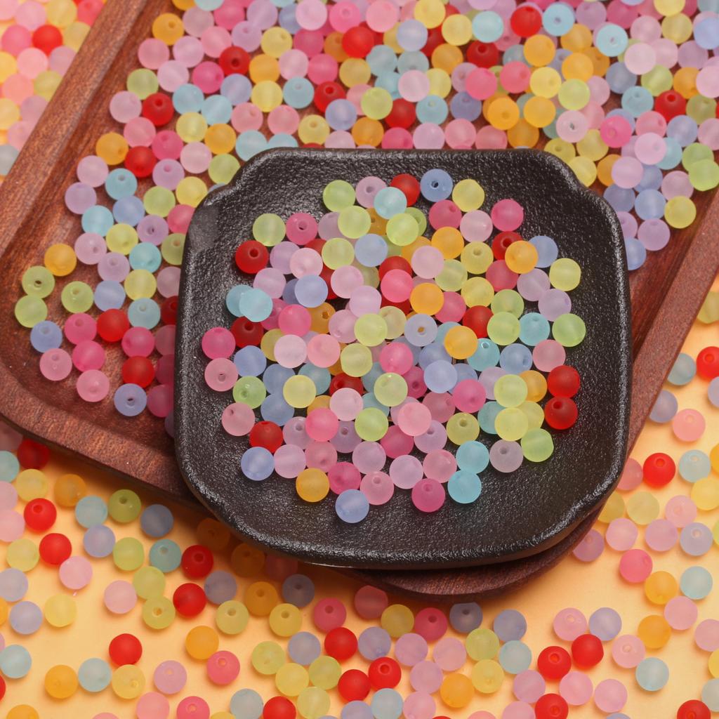 6mm 80Pcs for Jewelry Making Colorful Acrylic Frosting Beads DIY Jewelry Bracelets Necklaces Earrings Crafts Handmade Material