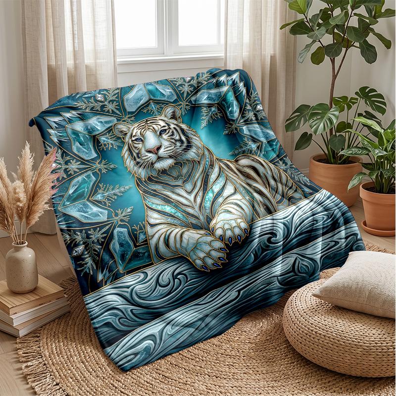 Elegant Tiger Fantasy Theme blanket Lightweight Warm Flannel Blanket Decorative Throw Blanket for Home Decoration
