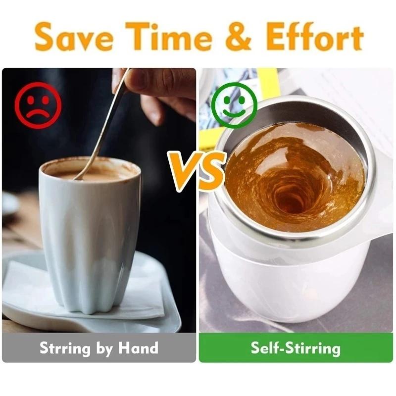 Premium 380ML Self Stirring Coffee Mug 304 Stainless Steel Milk Cup Automatic Mixing Cup Portable Electric Blender Creative Water Cup
