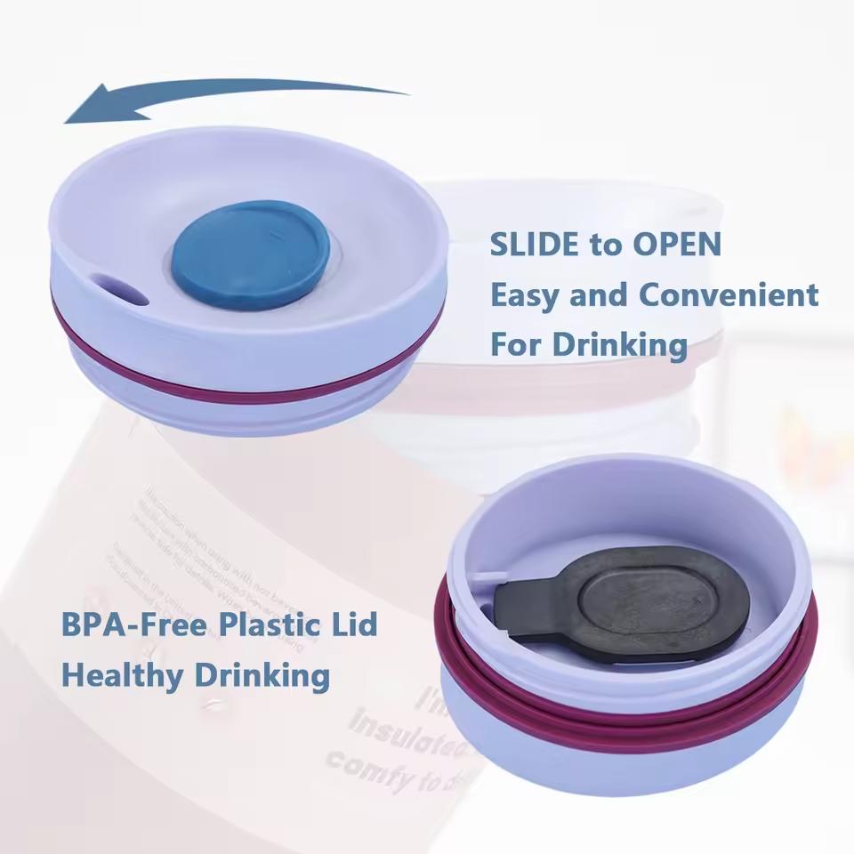 600ml Coffee Cup Tumbler with Lid Vacuum Stainless Steel Thermos Insulated Water Bottle Leak-Proof Keep Drinks Hot & Cold