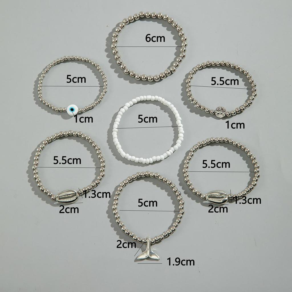Cross Border Metallic Ocean Wind Bead Shell Bracelet Creative Design Fish Tail Eye Bracelet Set for Women