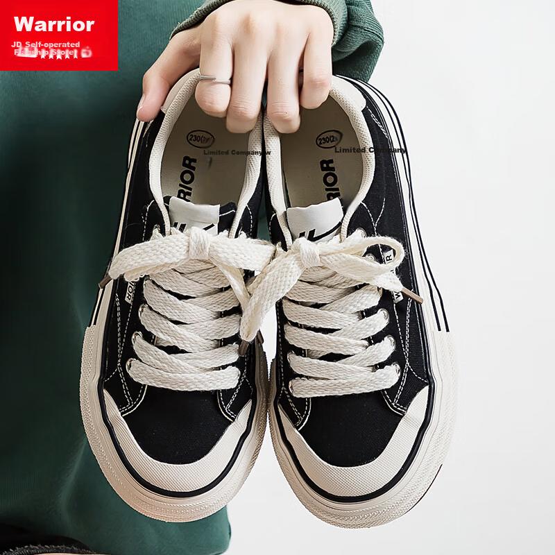 Warrior Women's 2026 New Fashion Casual Sneakers Thin Breathable Versatile Canvas Shoes Black Size 38