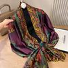 Long Silk Scarf for Women In Spring and Summer Thin Style with Printed Fragrance Cloud Satin Air Conditioning Shawl Retro Imitation Silk Scarf