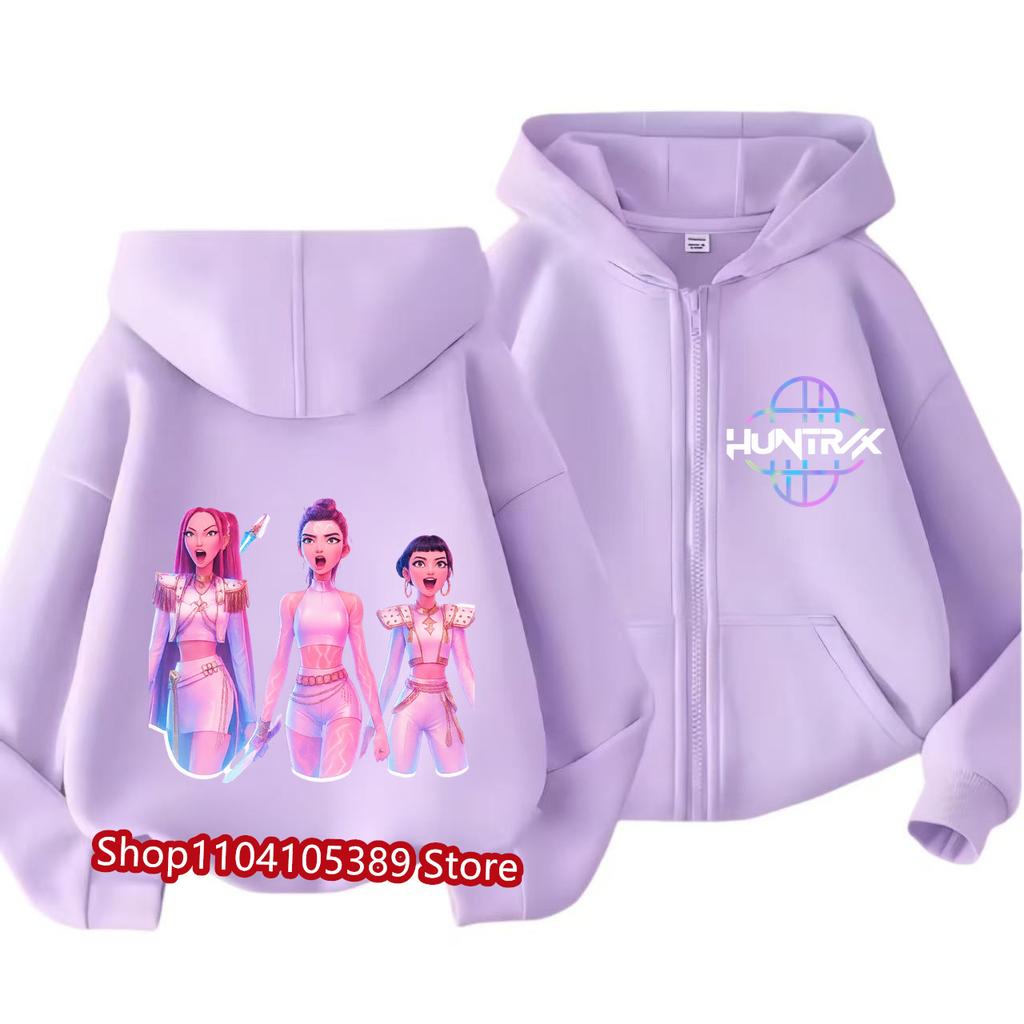 2026 Film Zip Up Sportovní trička Kpop Lovci démonů Mikina Dětské oblečení Dívka Kluk Mikina na zip s kapucí Dětská ležérní mikina
