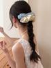 1pc Sweet Lace Satin Pleated Bow Hair Clip, French Elegant and Versatile Spring Clip, Fashion New Contrast Design Spring Clip
