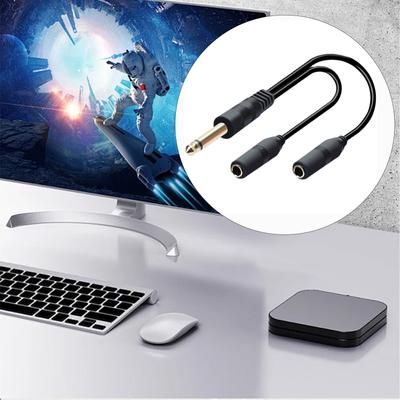 6.35mm Signal Y Splitters Cable Male To 2 6.35mm Female Adapters Speaker Headphones Extension Cable Headphones Splitters