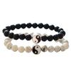 Fashion Classic Round Yin Yang Beads Unisex Bracelet Lovers Couple Jewelry Gift