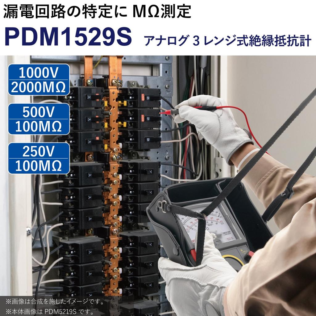 Sanwa Electric Instruments PDM1529S Analog Insulation Resistance Meter 3-Range (1000V/500V/250V)