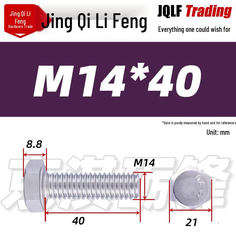 201 Stainless Steel Hex Head Full Thread Bolt: Wear & Corrosion Resistant, M4-M14 for Aerospace Machinery