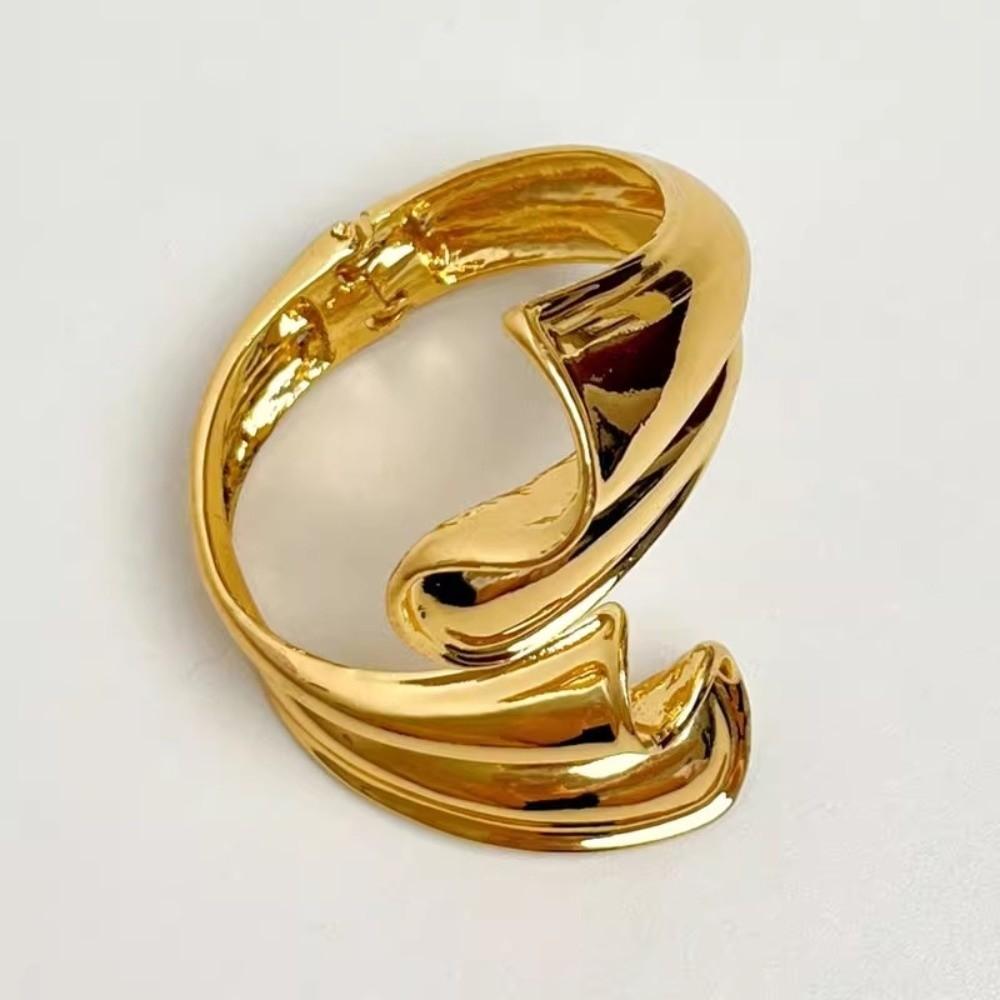 Ribbon Shaped Zinc Zinc Alloy Wide Opening Bangle Opening Arm Ring Retro Hand Ring Party Decoration