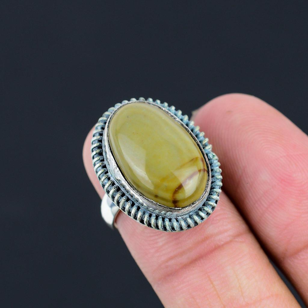 Daughters Day Sale 925 Silver Oval Polychrome Jasper Gemstone Ring Jewelry US 7