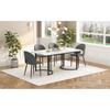 Dining Room Set - MUVOE - 140 X 80 Cm - 4 Velvet Chairs - Adjustable Feet - White MDF