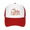 Mushroom Print Mesh Trucker Hat Adjustable Cotton Casual Baseball Cap for Outdoor Travel