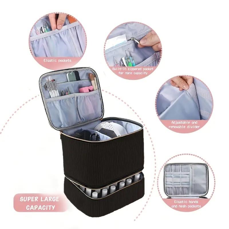 30Grids Nail Polish Storage Bag Essential Oil Case Portable Cosmetic Large Handbag Organizer with Handle for Travel for Women