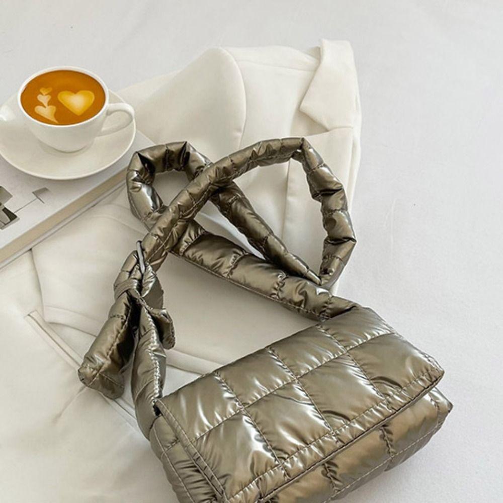 Waterproof Women's Shoulder Bag Korean Style Small Square Bag Winter Space Cotton Bag  Female