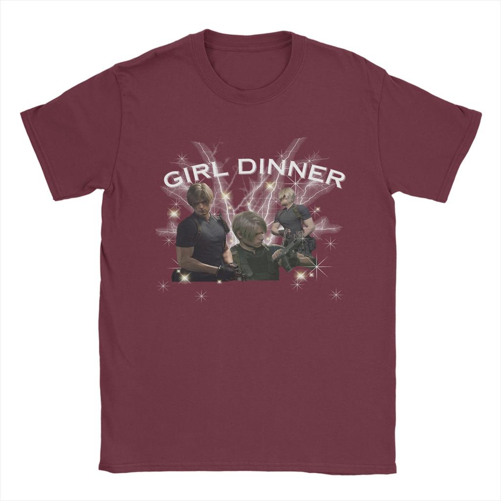 Mens Leon Kennedy Girl Dinner T Shirts Residents Evils 100 Cotton Clothing Unique Short Sleeve Round Collar Tee Shirt TShirt