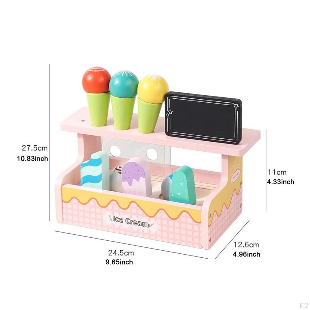 Wooden Ice Cream Counter Playset Pretend Play for Children Age 3+ Girls Boys