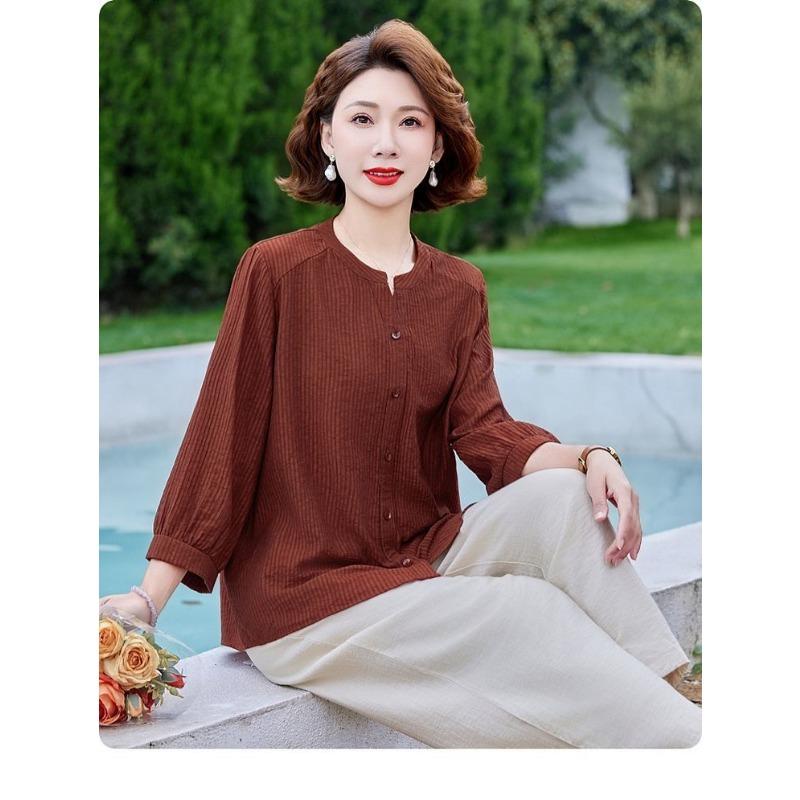 

Модні Жіночі Сорочки Однотонні З Круглим Коміром На Гудзиках Кардиган Елегантна Вільна Сорочка Повсякденні Топи XL червоний