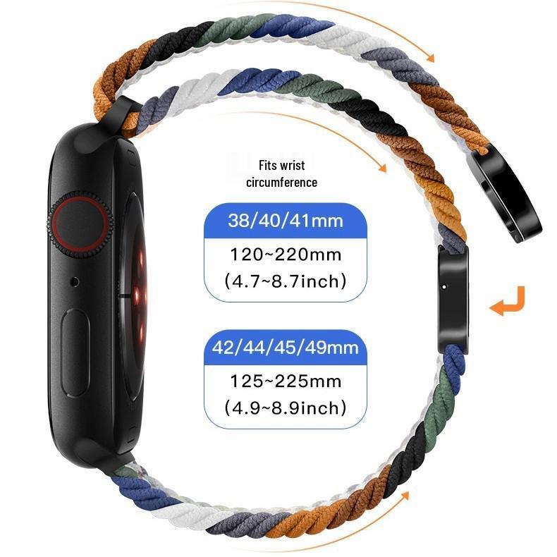 Magnetic Buckle Nylon Watch Strap for Apple Watch Series 5-10 Smartwatches