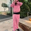 DRIPX Set Due Pezzi Felpa con Cappuccio e Zip Ricamata Pantaloni della Tuta Casual Abbigliamento Y2K Pantaloni Larghi Hip-hop da Uomo Pantaloni Casual